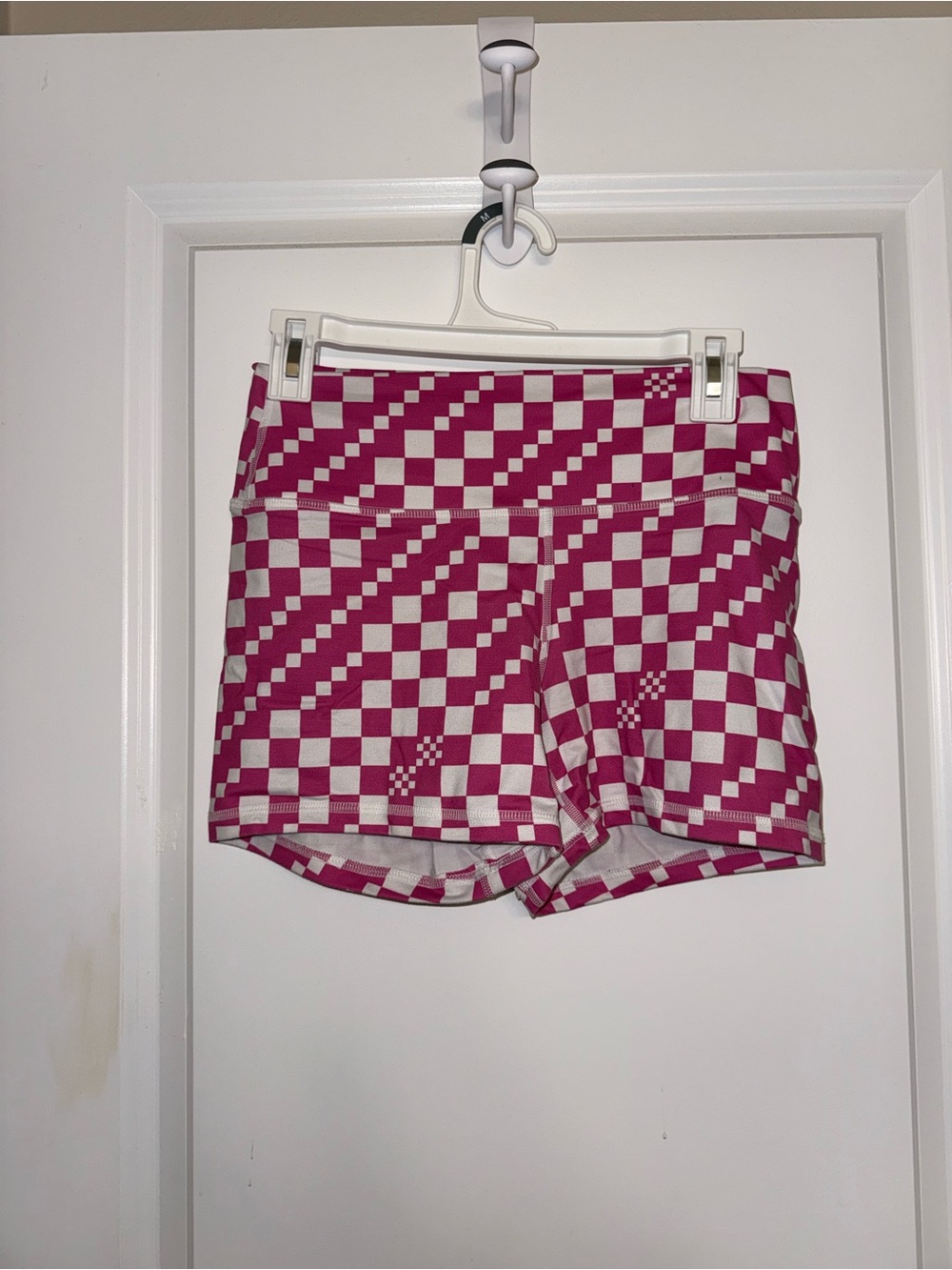 Fleo Pink and White Checkerboard Athletic Shorts